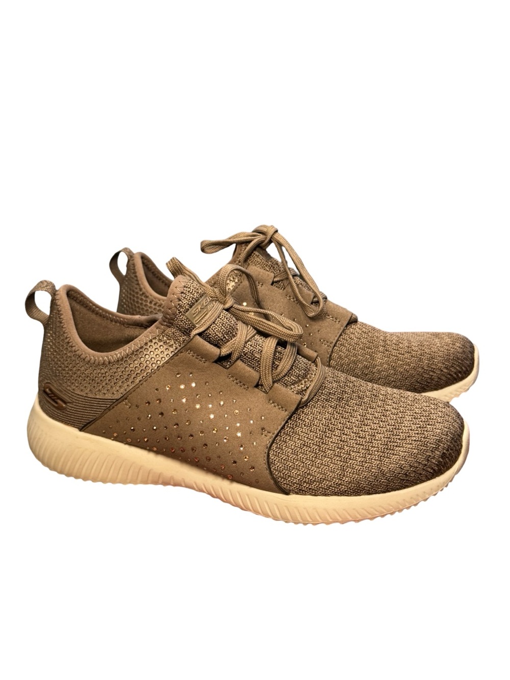 🌝Skechers Bobs Sport Squad Ninja Glam Taupe Sneakers memory foam Lace-Up Slip-on - Picture 8 of 8